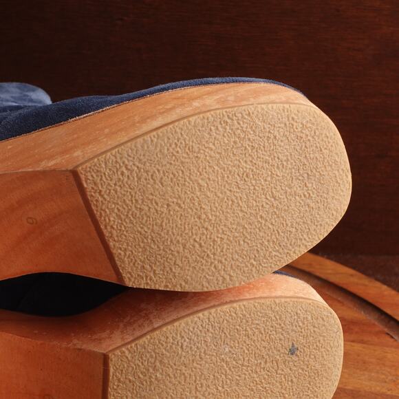 Charlotte Stone Boots Womens SZ 6 Blue Suede Paz Clog Preppy Indie Festival Boho - Picture 11 of 14